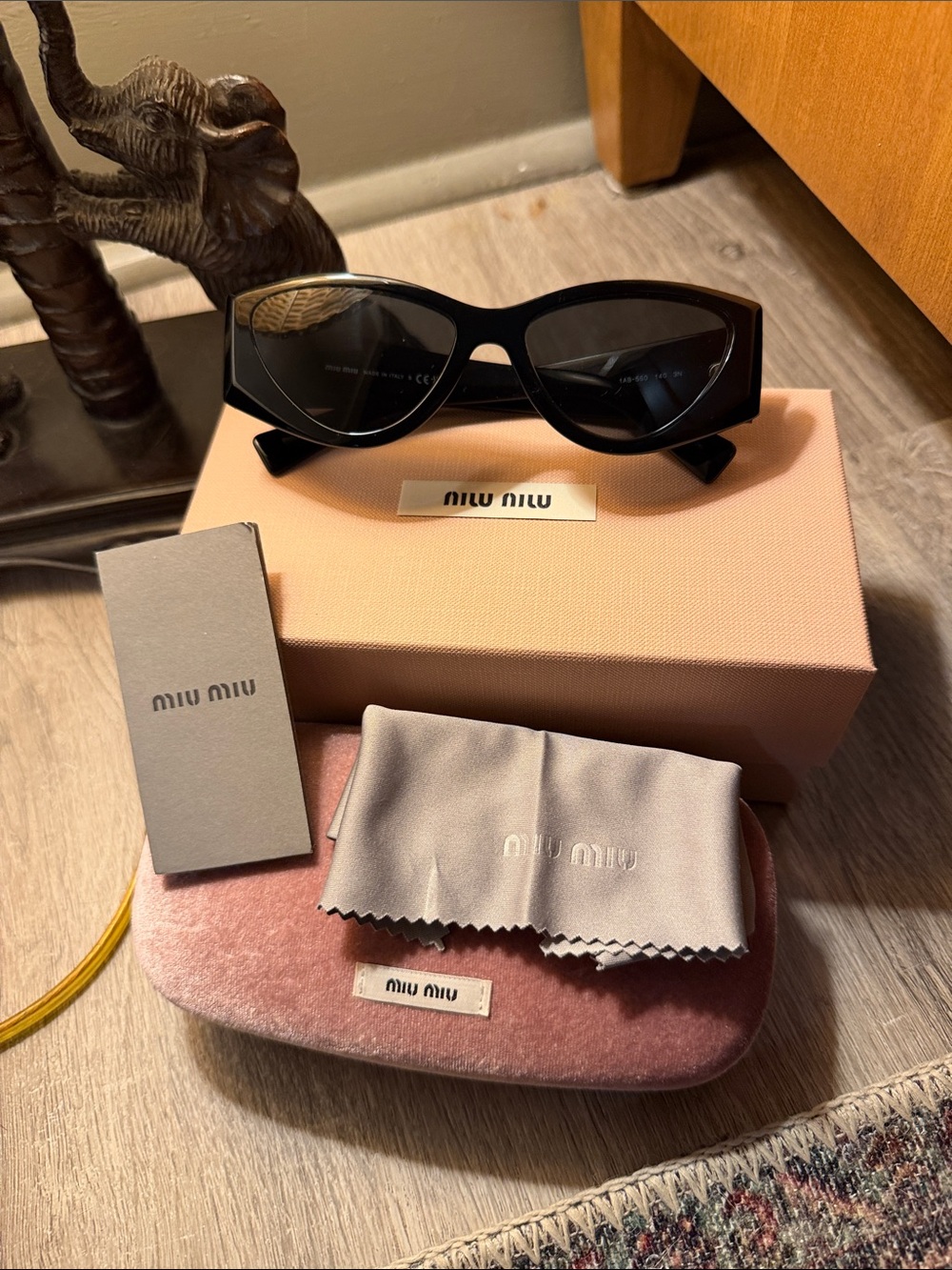 Miu Miu Camel Acetate Cat Eye Sunglasses SMU 06Y Black Ardesia - Picture 4 of 16